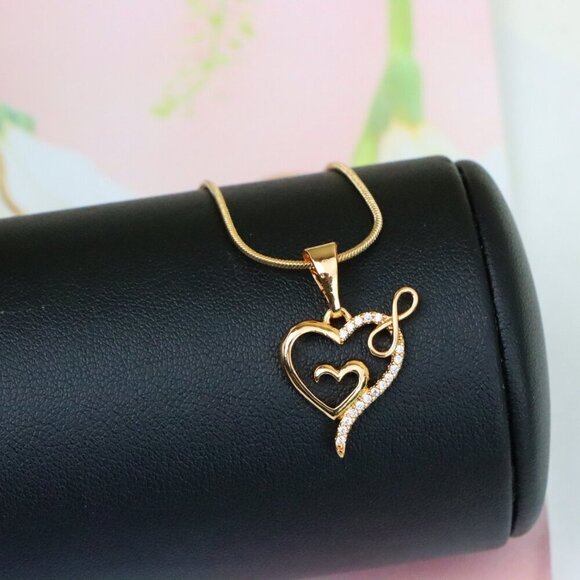 "Heart Infinity Mother-Child Rose Gold Pendant with Sparkling Stones, XPPT1279 - Picture 8 of 12